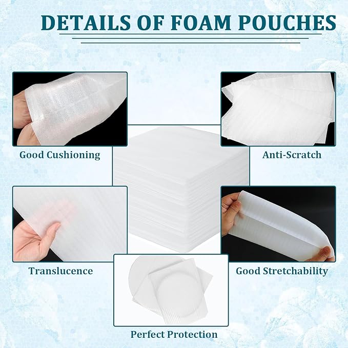 100Pack Packing Foam Pouches 12x16 Inch Large Cushion Foam Wrap Pouches Protect Mugs Glasses Ceramics and Dishes Plate Packing Sleeves for Moving Packing Supplies for Fragile Item