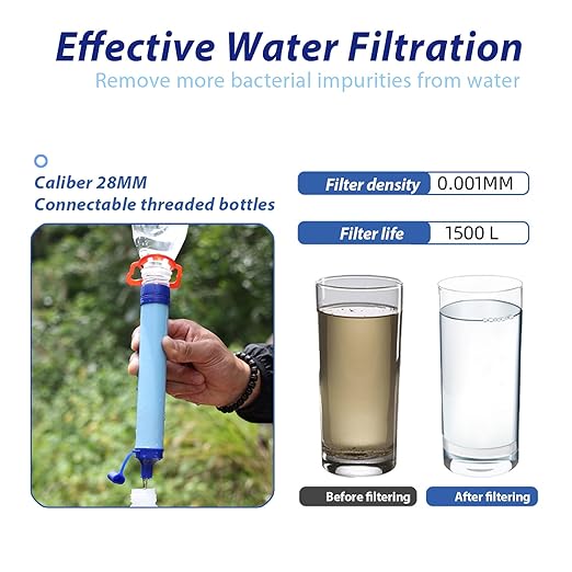 4 Pack Personal Water Filter Straw Portable Outdoor Emergency Survival Gear for Hiking Camping Travel Hunting &amp Fishing