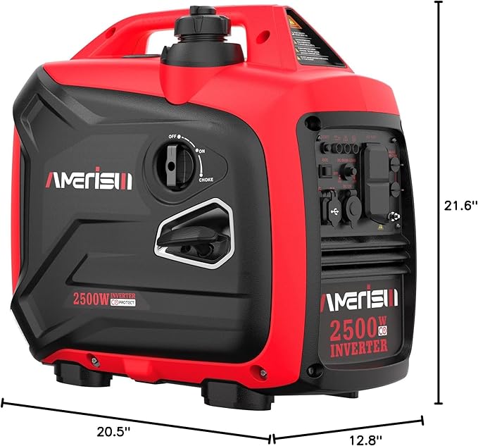 AMERISUN 2500 Watt Portable Inverter Generator with CO Sensor and Quiet Technology for Camping Tailgating (AM5020C)