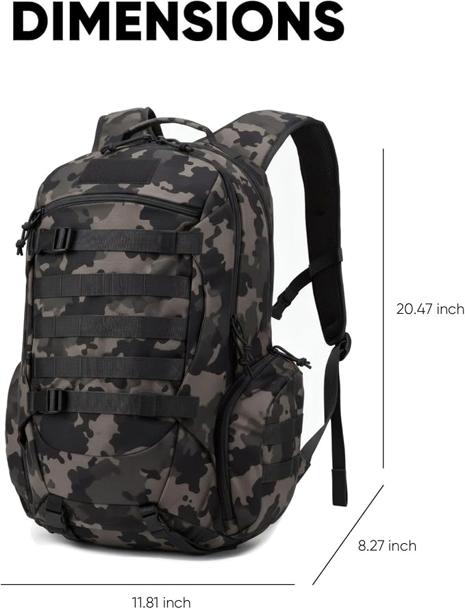 35L Tactical Backpack for Men MOLLE Military Bug Out Bag Waterproof Rucksack for Hiking with Hydration Port Balck CP