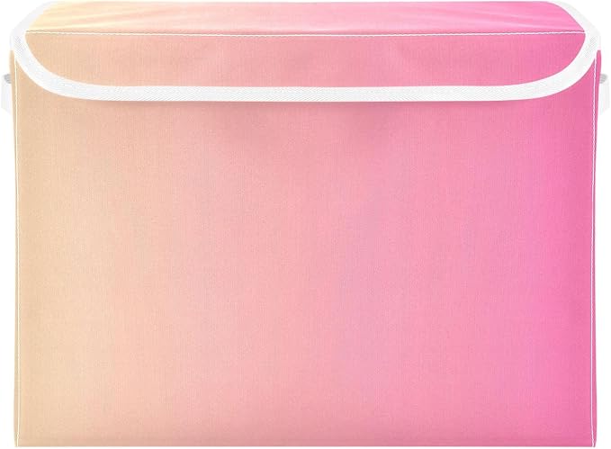 Peach Gradient Storage Bin with Lid Foldable Tote Storage Closet Storage Bins for Office Supplies Home Decor