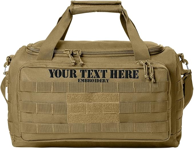 Tactical Gear bag Heavy Duty Duffel Gym bag/Tactical Backpack Custom Embroidered with your own text (Coyote Brown)