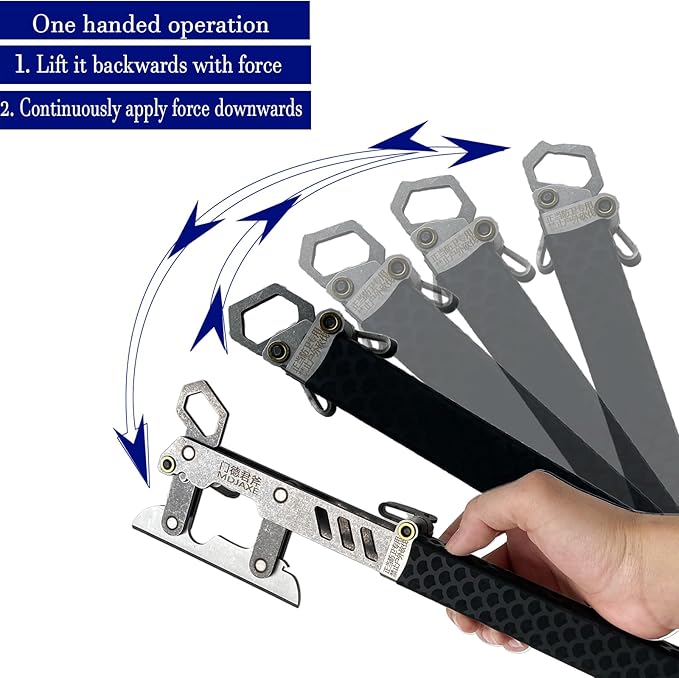 MDJXE Morphing Tactical Axe - 1S Quick Deployment Folding Survival Hatchet with 1065 High Manganese Steel Mechanical Gear Structure Extendable Handle Heavy Duty Camping &amp Emergency Tool (B)