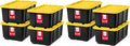 IRIS USA 8-Pack 27 Gallon Storage Bins with Lids |Made in USA| Heavy Duty Plastic Tote Containers for Truckbed Tool Box Organization Large - Black/Yellow