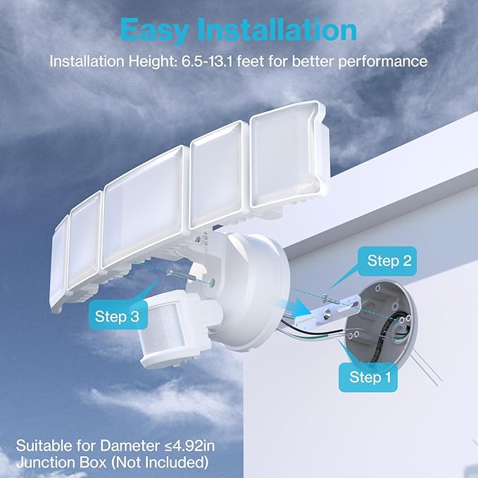 Olafus 130W Motion Sensor Outdoor Lights 13000LM 2 Pack Motion Sensor Flood Light Dusk to Dawn Outdoor Lighting IP65 Waterproof Motion Detector Lights for Outside White