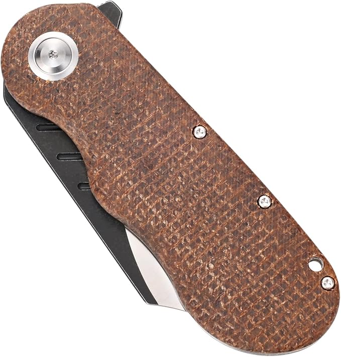 Sitivien ST138 Folding KnifeSandvik 14C28N Stainless SteelMicarta Handle EDC Knife for Outdoor CampingHikingFishing(Brown)