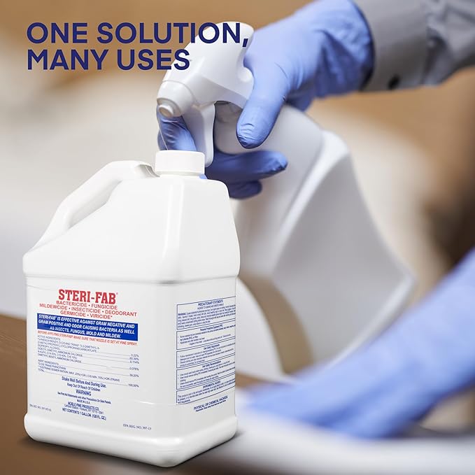 Steri-fab All-in-One Disinfectant &amp Insecticide Spray – Kills Bed Bugs Fleas Mites Roaches Viruses Fungi &amp Odors – Quick-Drying Non-Residual 1 Gallon Jug