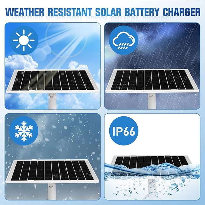 8W Solar Panel for Security Camera 2 Pack 5V Solar Panel Charger is Compatible with WYZE Battery Cam Pro Eufy Camera &amp Arlo Essential Spotlight/XL Spotlight Camera with Micro USB DC USB-C Por