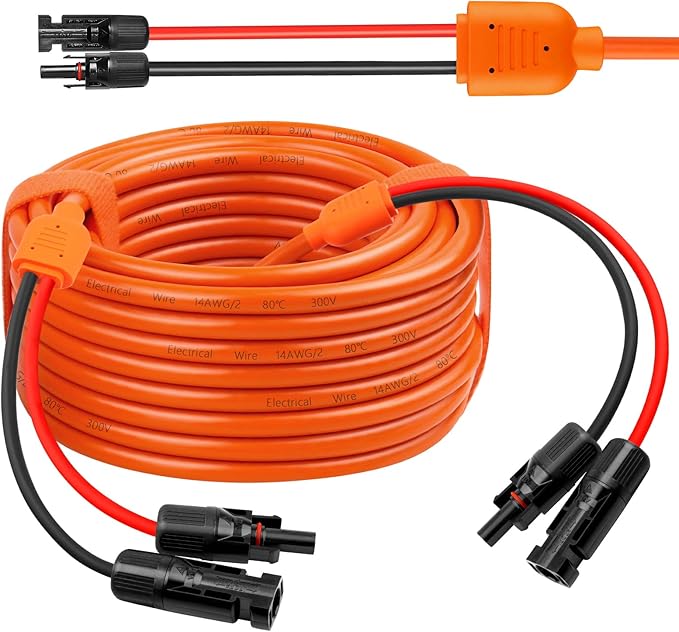 14 Gauge Solar Extension Cable 30FT 10AWG Solar Panel Cable with Female and Male Connectors 14AWG Red &amp Black Main Solar Wires Heavy Duty Outdoor Power Cord for RVPhotovoltaic Systems Generat