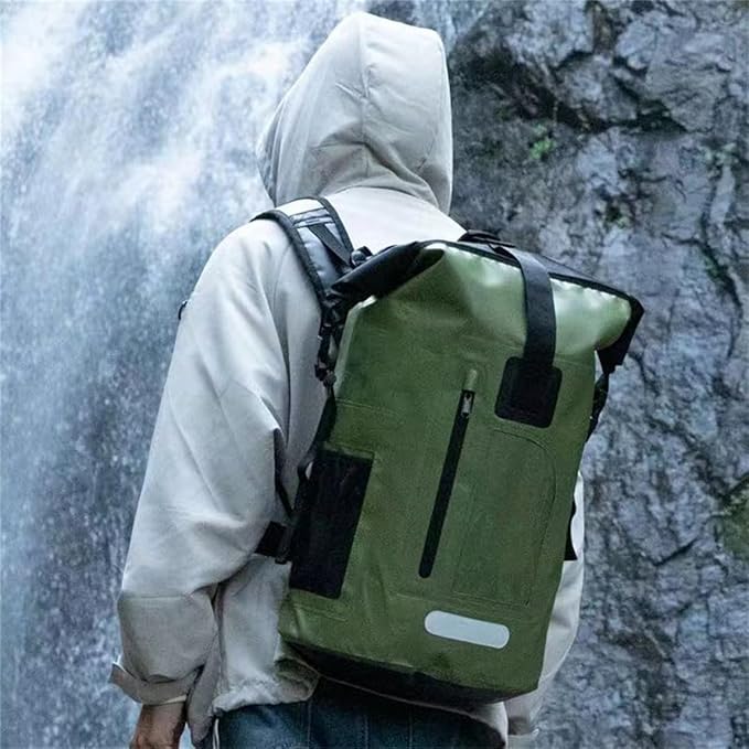 Generic Outdoor PVC Waterproof Dry Backpack Water Floating Bag Roll Top Sack for Kayaking Boating Camping Fishing Surfing (Green30L)