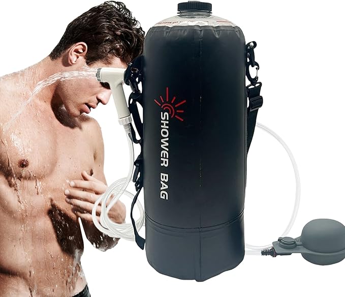 Camp Shower Solar Shower Bag Backpacking Camping | Foldable Portable 12L Heating Tool Kit with Removable Hose