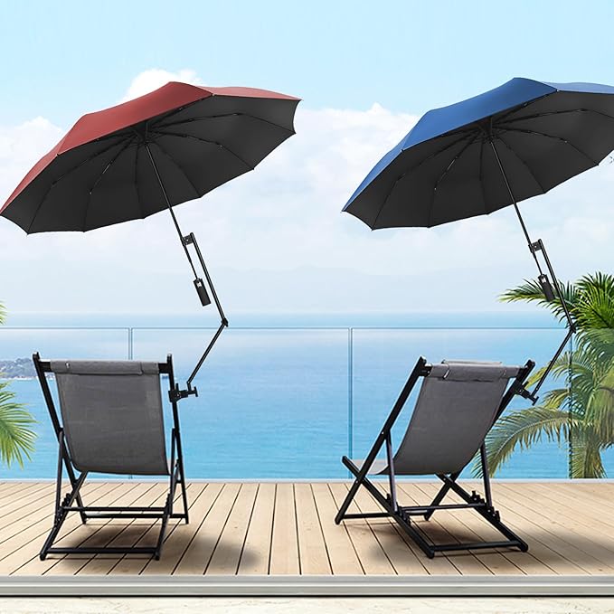XLINGZA UPF 50+ Beach Umbrella with Adjustable Universal Clamp
