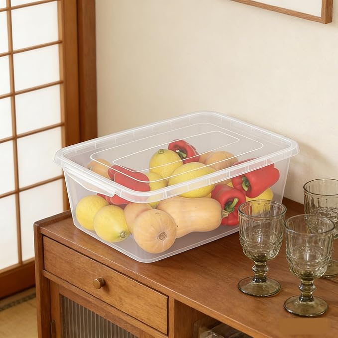Zopnny Dough Proofing Box with 4 Trays and 4 Lids 15 x 10.4 x 5.2 Pizza Dough Container Stackable BPA-Free Trays with Covers