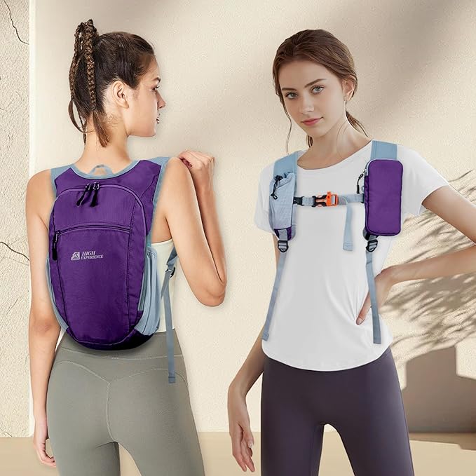 Hiking Backpack 10L/15L Small Daypack Lightweight Packable Travel Foldable Water Resistan for Women Men (Deep Purple 10L)