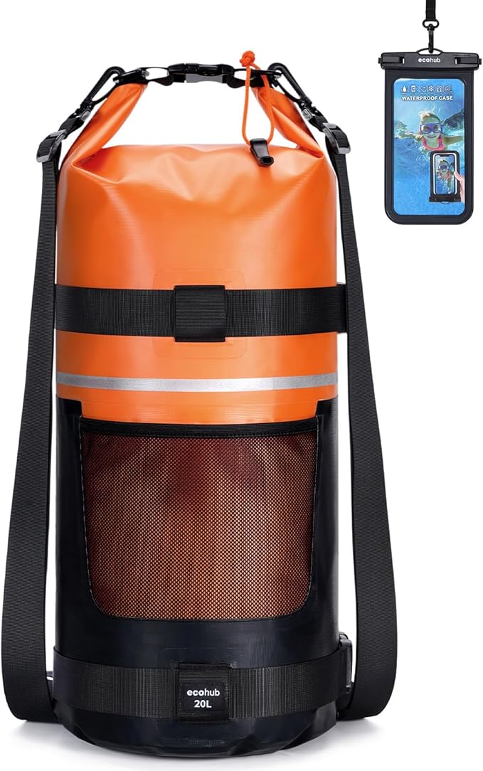 ECOHUB Waterproof Dry Bag for Women Men 5L/10L/20L Roll Top Lightweight Dry Storage Bag Backpack for Travel Kayaking Hiking Floating with Waterproof Phone Case