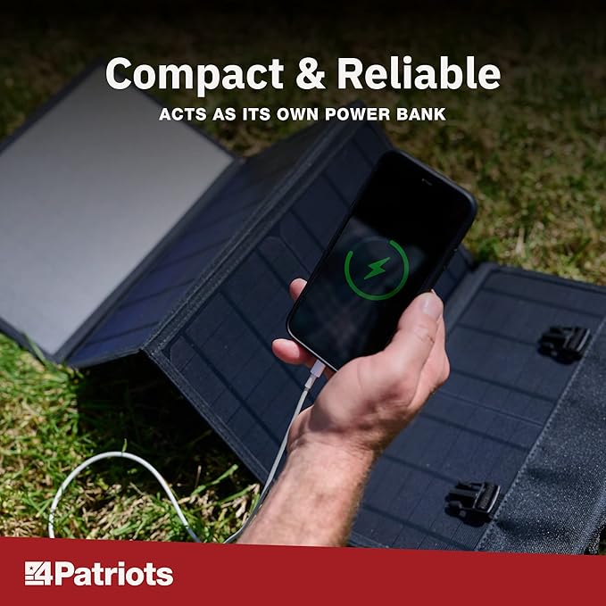 4Patriots 40-Watt Solar Panel: Compact Portable Power with USB Port Eco Solar Charger for Camping