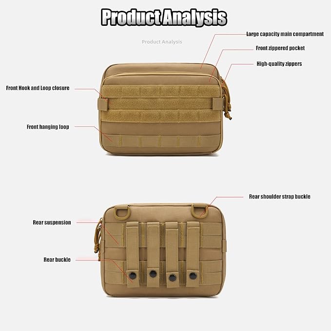 Tactical Molle Admin Pouch Outdoor Sports Medical First Aid EDC Pouch Vest Accessory for Camping Cycling Travel