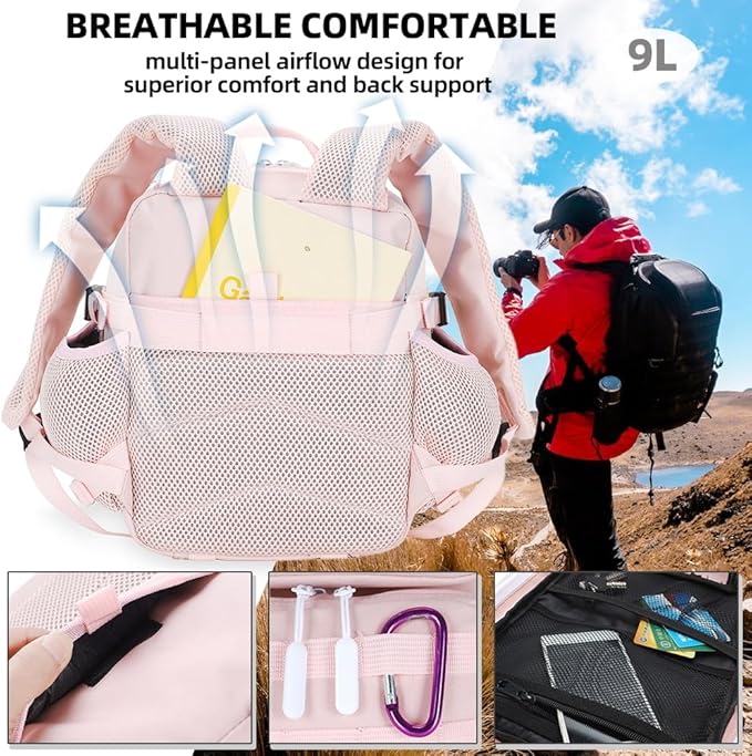 9L Mini Tactical Backpack for Men and Women Tactical Backpack Small for Hiking Small Tactical Bag（Pink）