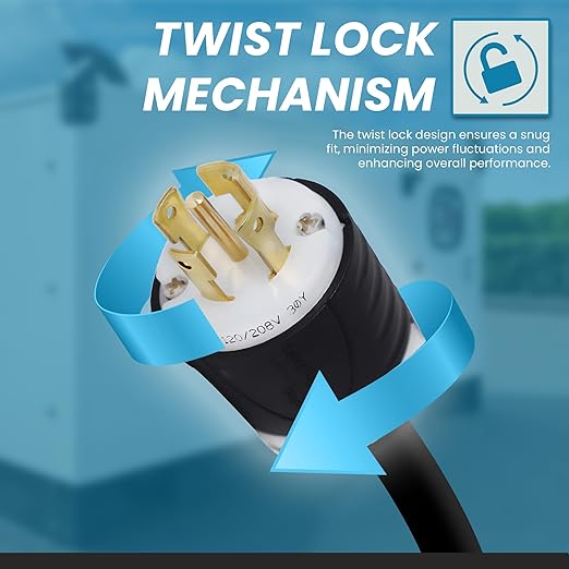 Iron Box L21-30 Generator Plug and Connector Set L21-30P + L21-30R 30A Durable Materials 120/208V 5-Wire Locking Power Cord End Industrial Grade Nylon Housing 6240W Generator Cable 12/5 AWG (5pack)