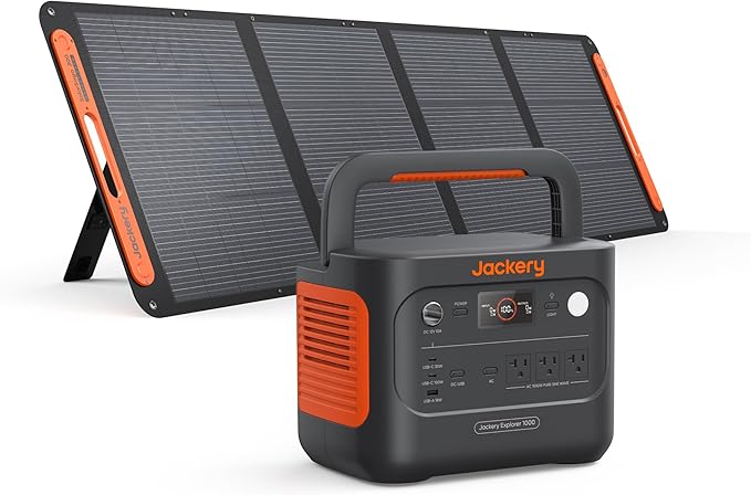 Jackery Solar Generator 1000 v2 with 200W Solar Panel1070Wh Portable Power Station LiFePO4 Battery1500W AC/100W USB-C Output 1Hr Fast Charge for OutdoorOff-Grid LivingRVEmergency