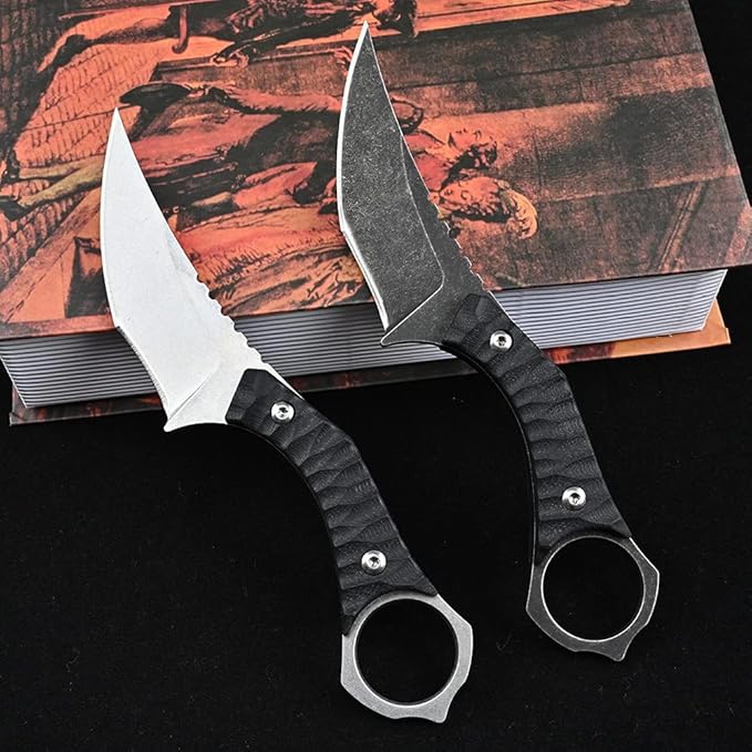 Ccanku C1152 Fixed Blade Knife D2 Blade G10 Handle EDC Tool Knife for Outdoor Camping Hiking(Black)