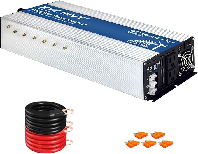 3500W Pure Sine Wave Inverter DC 12V to AC 110V 120V Power Inverter with Dual AC Outlets &amp Hardwire Terminal &amp LED Display for SolarHome Backup PowerOutdoor Over 90% Efficiency