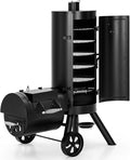 MFSTUDIO Vertical Offset Smoker Grill Extra Large Barrel Charcoal Grill with Smoker Combo for BBQ Smoking 961 SQ.IN.