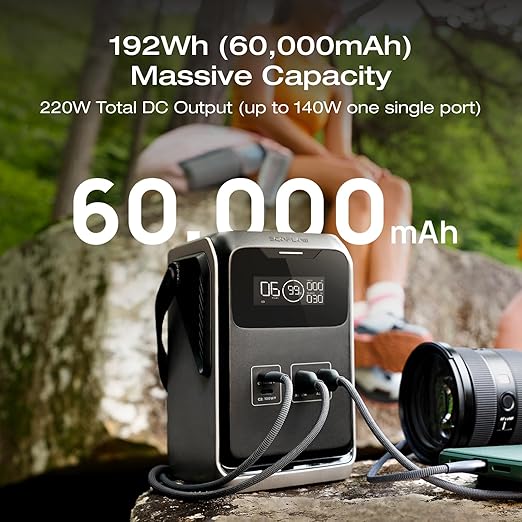 EF ECOFLOW Trail 200 DC Portable Power Station with Travel Bag 192Wh LiFePO4 Battery 220W DC Output Compact Power Bank for Camping Travel Outdoors and Emergency Use