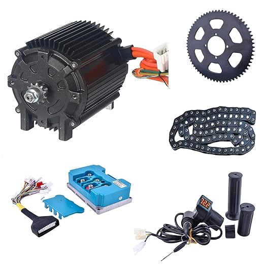 Kunray 72V 5000W Electric Brushless DC Motor Kit Temperature Sensing Motor Electric Go Kart Motor 6800RPM High Speed Motor 100A 24 Mosfet Controller for Razor Dirt Bike Electric Motorcycles(72V5000W)
