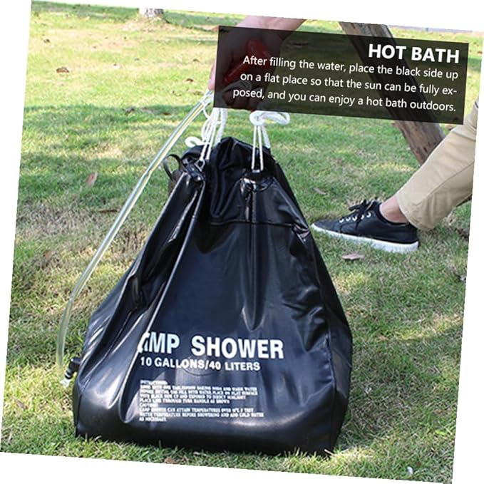 1Set Portable Solar Shower Bag Camping Heated Shower Bag with Nozzle for Hiking Fishing and Outdoor Activities Convenient Outdoor Bathing Capacity
