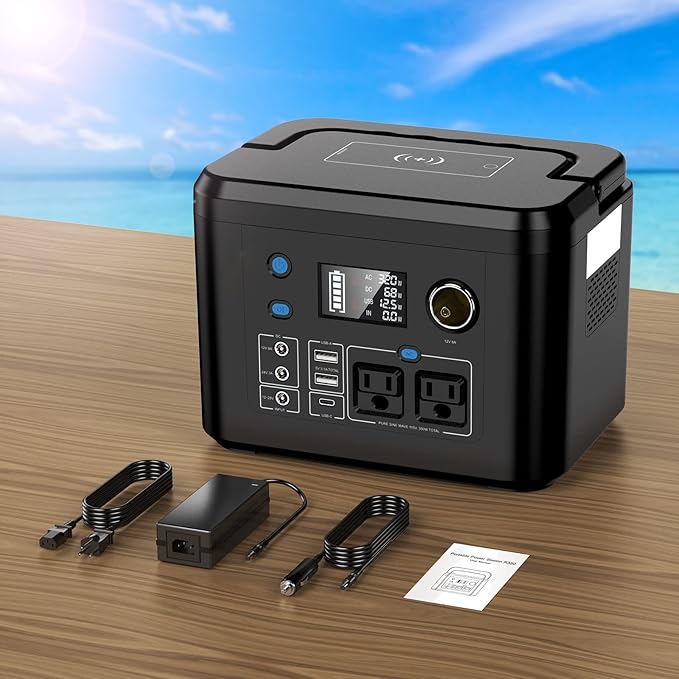 Portable Power Station 350W Powkey 260Wh/70000mAh Backup Lithium Battery 110V Pure Sine Wave Power Bank with 2 AC Outlets Portable Generator for Outdoors Camping Travel Hunting Emergency