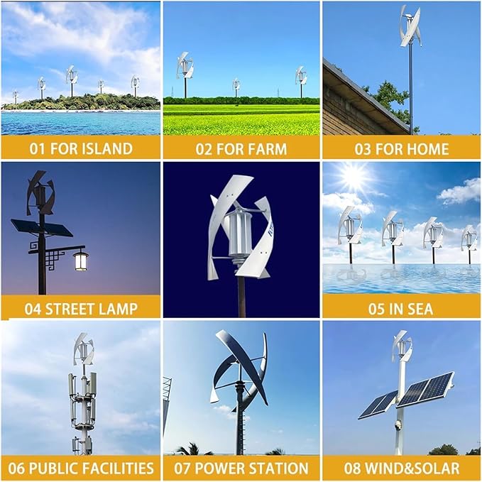 10KW Vertical Axis Wind Turbine Generator for Home Farm &amp RVs - Efficient 12V/24V/48V/96V Power Solution High Performance Renewable Energy for Boats &amp Residences