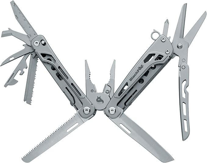 BlackFox BF-206 Fortitude Multi Tool 17-in-1 Stainless Steel EDC Pocket Knife with Nylon Sheath Compact Outdoor Gear for Camping Hiking Survival Everyday Carry