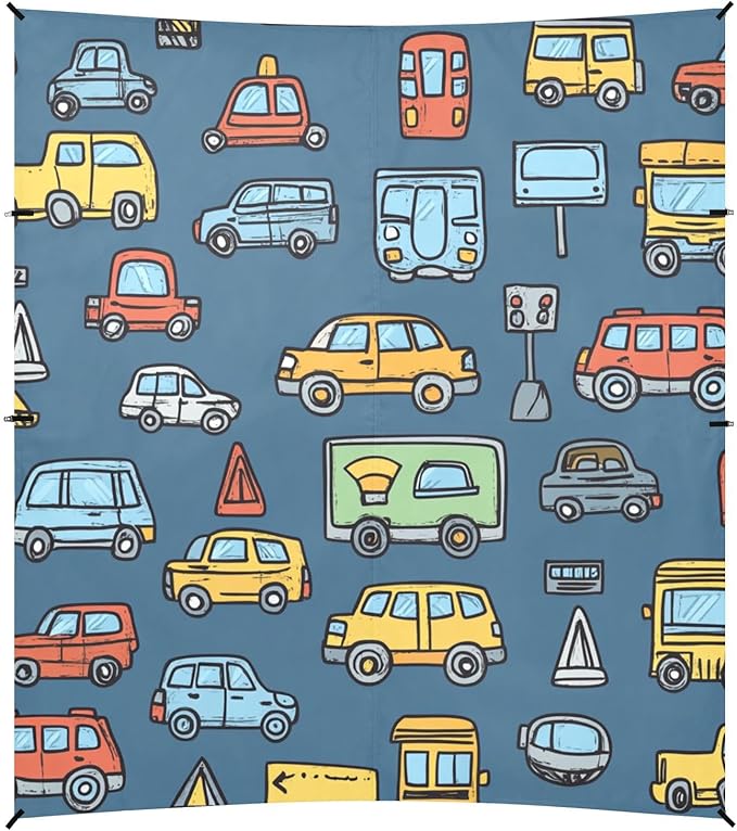 ALAZA Traffic Signs Cartoon Transportation Cars Beach Tent Sun Shelter Portable Canopy Sunshade for Outdoor Camping Picnics Backyard Fun 10x9 ft