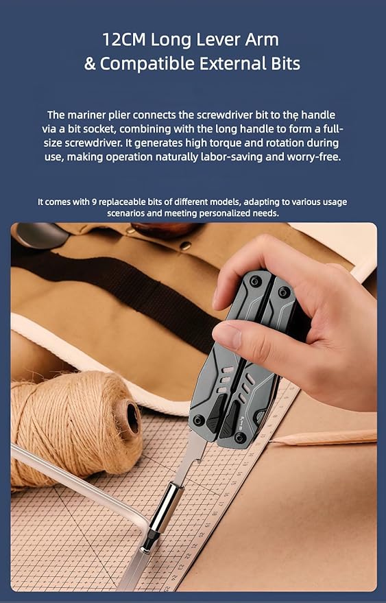 Multitools 20-in-1 Full-Size Lightweight EDC Multi-Purpose Pliers Folding Knife Nylon Bag Portable Tools Men Gift Ideas Equipment for Emergencies Hiking and Outdoor Camping (Blue)