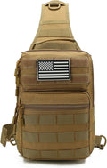 Sling Bag for menTactical Shoulder Backpack Molle Assault Range Bags Chest Pack Day Pack Diaper Bag (Khaki)