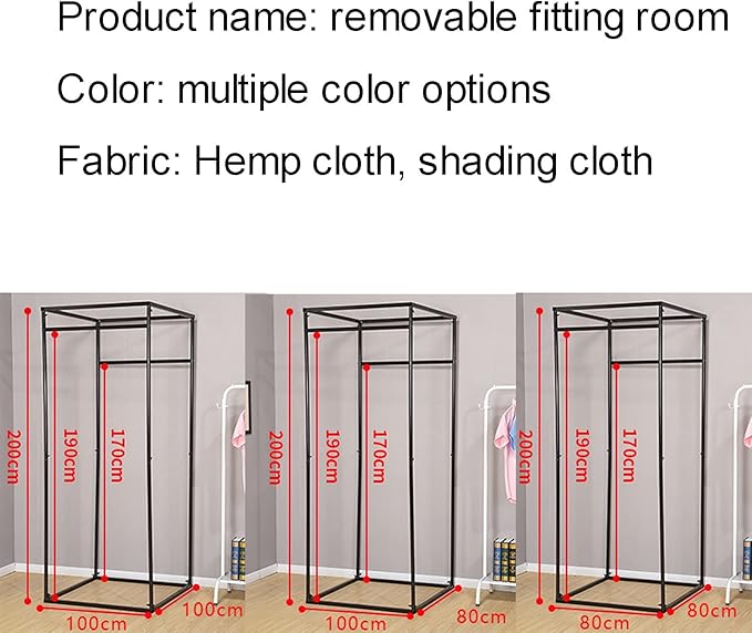 Motive Fitting Room Portable Camping Shower Locker Room Adding Thick Padded Pipe Load 120kg Used in Clothing Stores Office Outdoor Camping Shower Bathroom Locker Room (A 100x100x200cm)