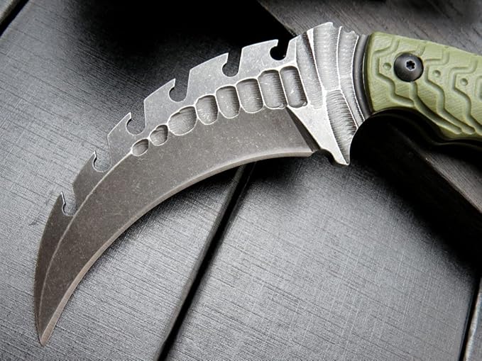 Ccanku C1110 Fixed Blade Knife D2 Steel Blade G10 Handle Outdoor Camping Claw Knives EDC Tool Knives with Kydex Sheaths (Army Green)