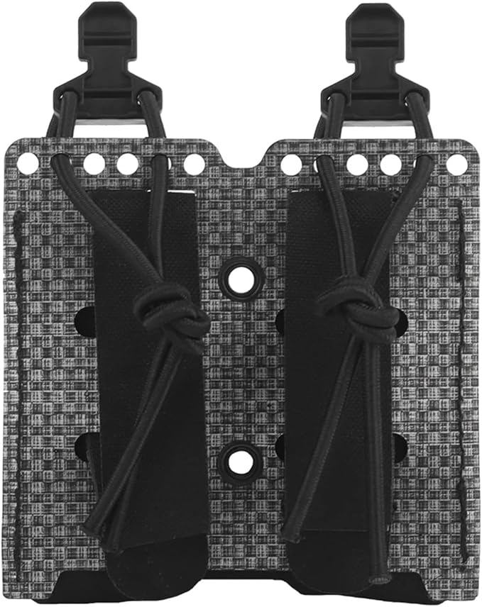 Tactical Double Elastic Mag Pouch - 9mm/40 MOLLE Waist Belt Bag for Flashlight &amp Tool Holster Hunting Airsoft Shooting Gear