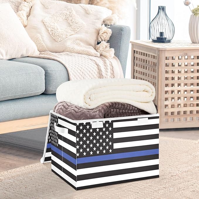 USA Storage Boxes with Lids Collapsible Storage Organizer Large Fabric Storage for Home Studyroom Office