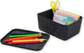 Welaxy Lidded office desk drawer organizer bins Deep draw organiser Felt storage box with lids for office supplies makeup jewelery rolled ties socks decluttering (Charcoal)