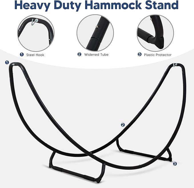 SUNCREAT 2 Person Hammock with Stand Space Saving Free Standing Hammock with Stand Included Patent Pending Blue Red