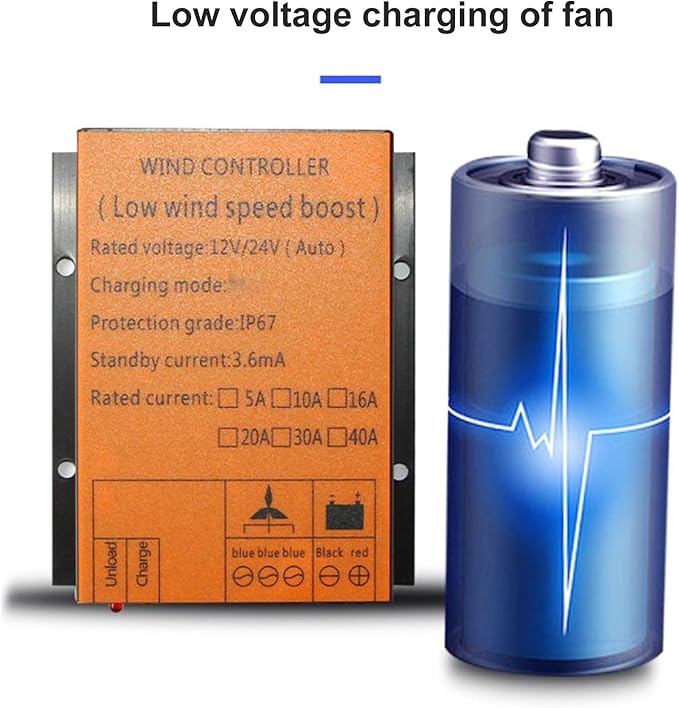 MPPT Wind Turbine Controller 12V/24V 40A Universal Wind Turbine Generator Controller 300W-1000W Boost Voltage Wind Power Regulator with Multi Protections