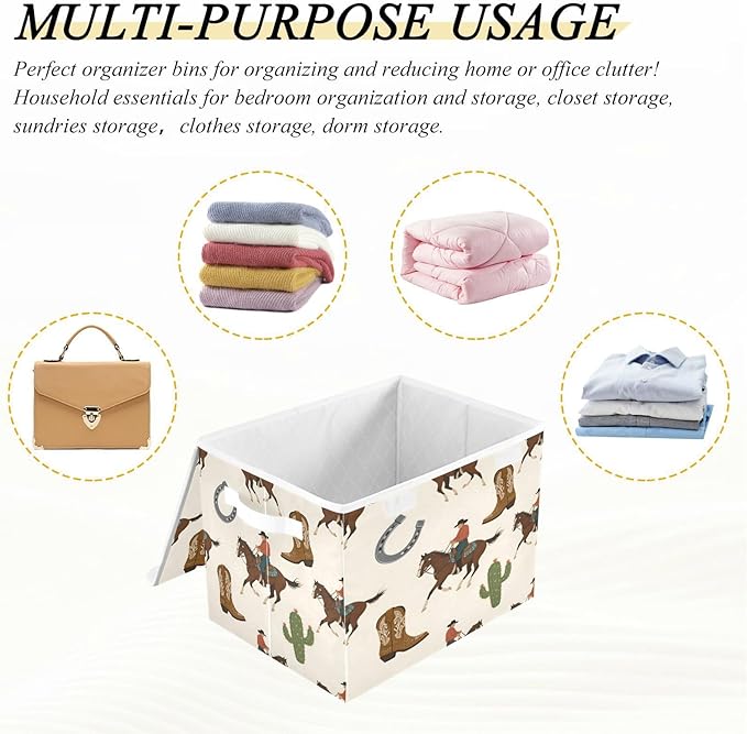 senya Baskets Collapsible Storage Bins with Lids Cactus Horse Rider Storage Boxes Clothes Baskets for Organizing