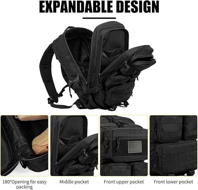 Tactical Backpack for Men 40/50L Expandable Military Backpack Waterproof MOLLE Hiking &amp Camping Rucksack Assault Pack &amp Bug Out Bag for Outdoor Work Backpack