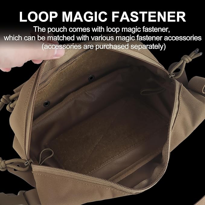 Zhongren Tactical Drop Waist Pouch Adjustable Waist Belt Bag Molle Tool Pouch with Hook and Loop for Tactical Vest Chest Rig (Tan)