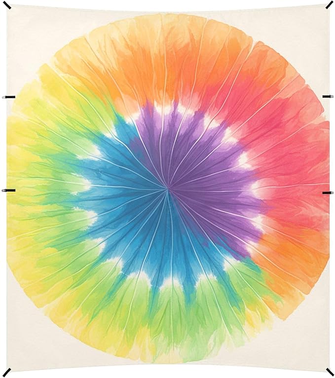 Darkorchid Tie Dye Background Rainbow Colors Tie-dye Pattern Beach Cabana Tent UPF50+ Waterproof Large Portable Sun Shelter with Sandbags &amp Sand Shovel for Camping Picnics Backyard