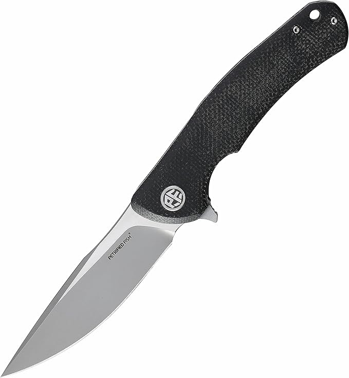 Petrified fish K110 Steel 949 Folding Knife Carbon Fiber G10 Handle Ceramic Ball bearings Camping Hunting Knives EDC tool (Black)