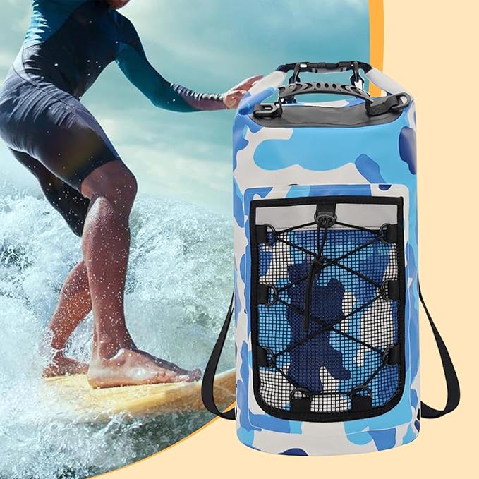 pistro Waterproof Dry Bag 20L Backpack with Handle for Travel Hiking Fishing Boating Rafting- Blue