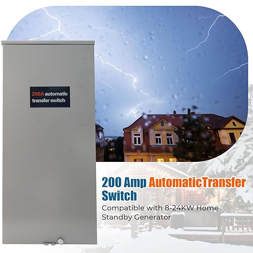 200 Amp Automatic Transfer Switch Replacement for Generac RXSW200A3 - Service Entrance Rated - NEMA 3R Outdoor Aluminum Enclosure - Compatible with Evolution or Nexus Controllers